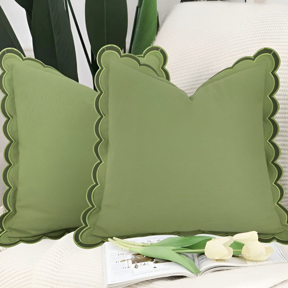 Housse de coussin en coton à bord ondulé