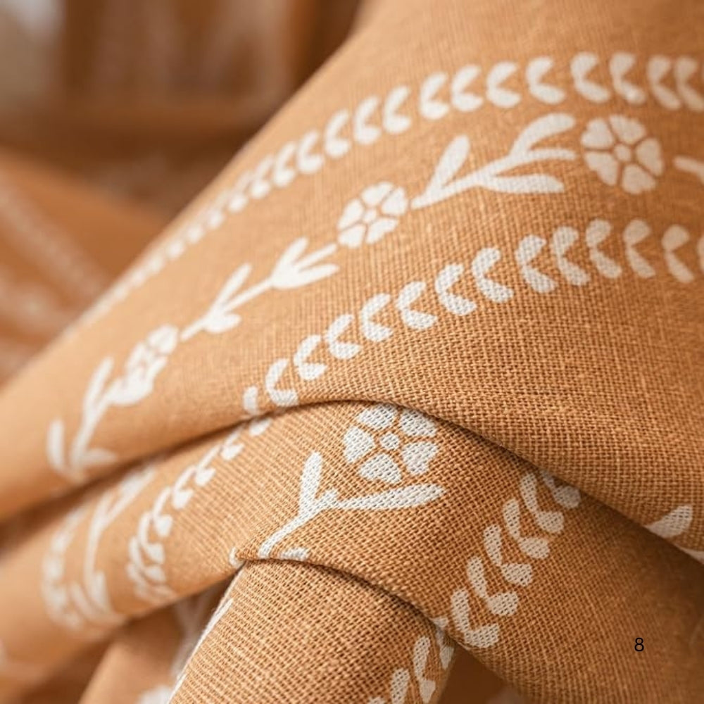 Rideau beige à pompons motif épis de blé
