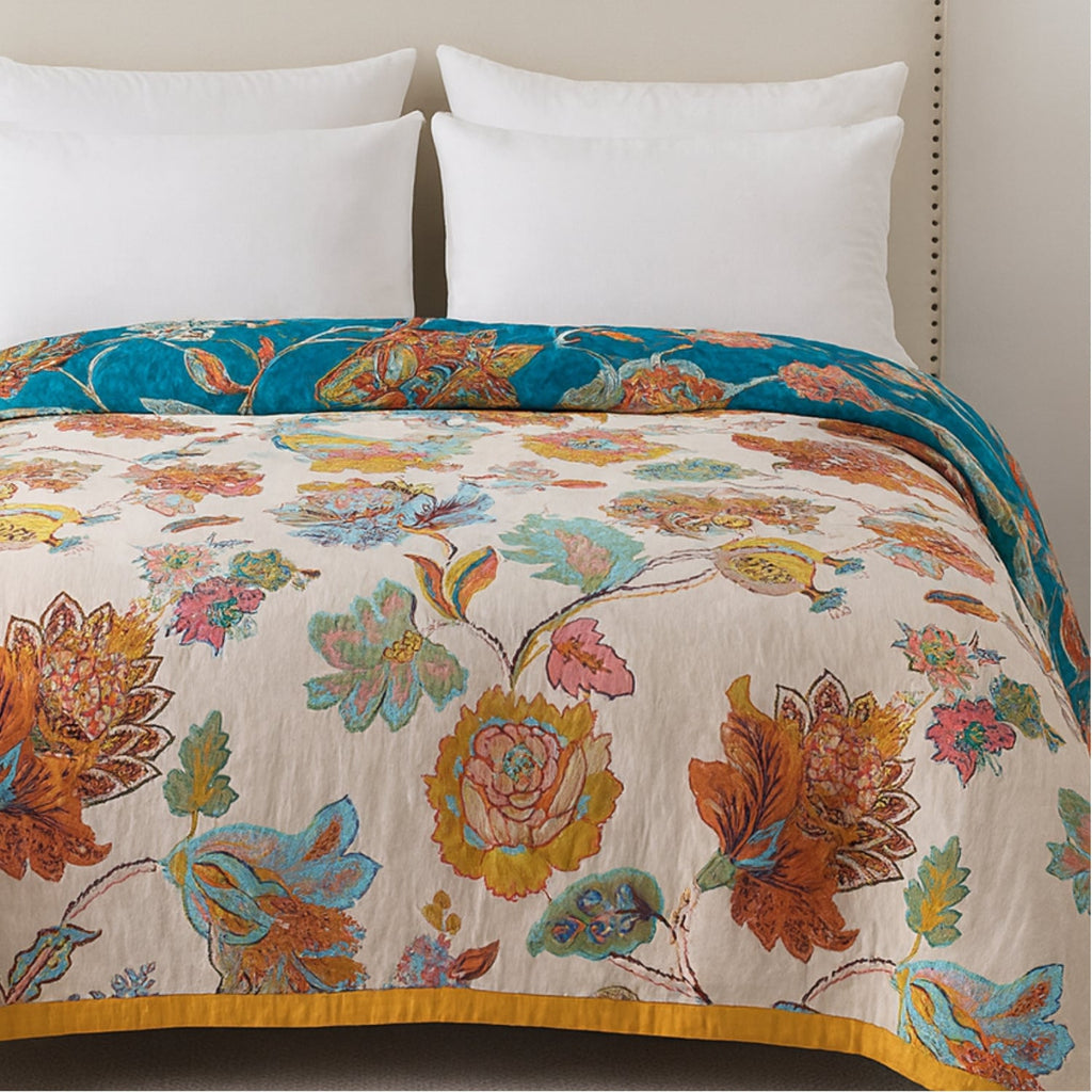 Plaid réversible en coton fleuri Wildbloom