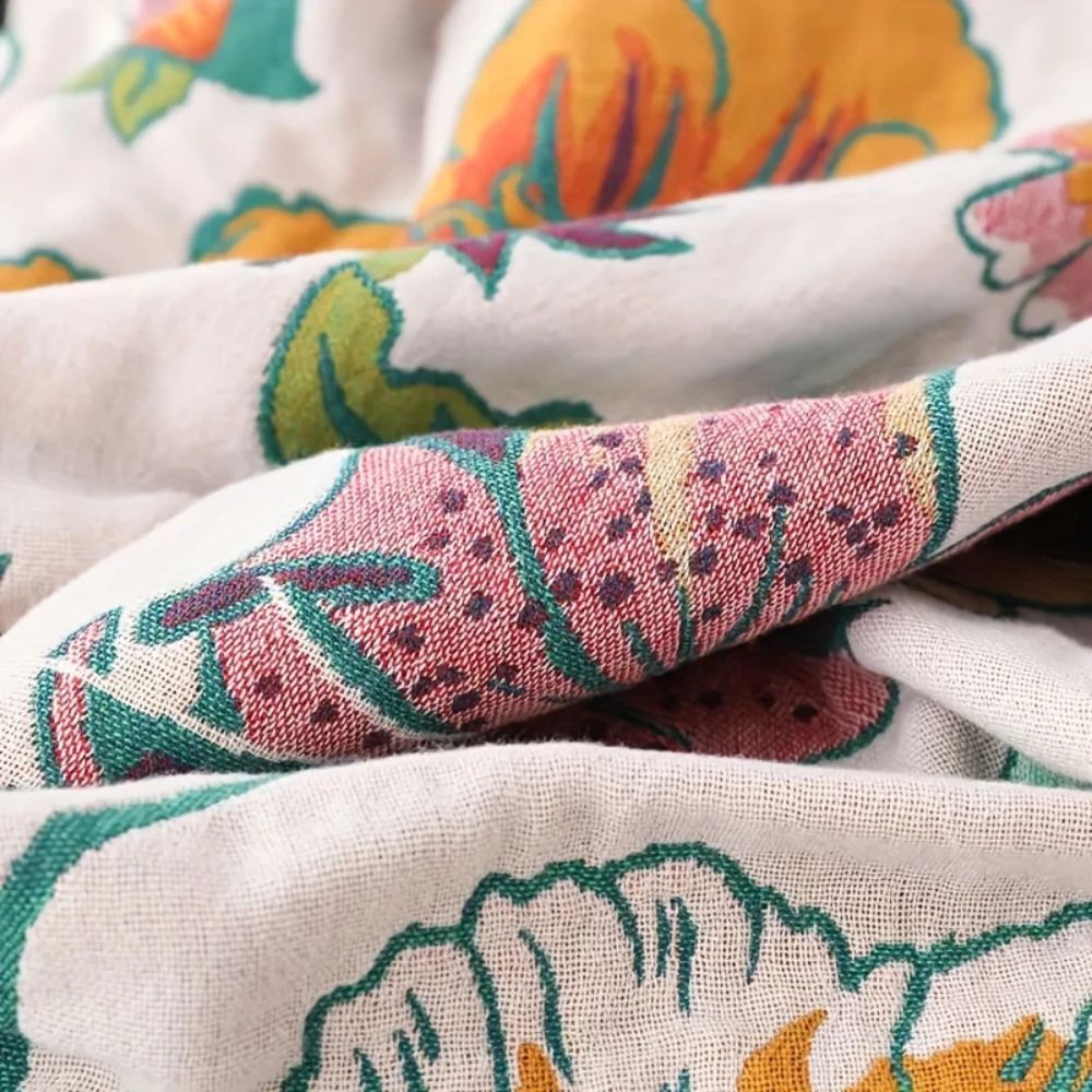 Plaid en coton botanique Wildflower Reverie