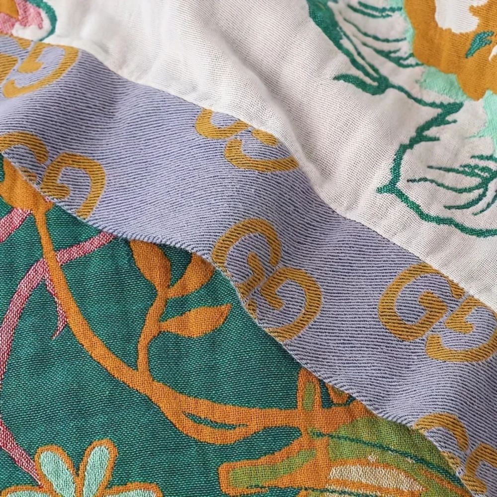 Plaid en coton botanique Wildflower Reverie
