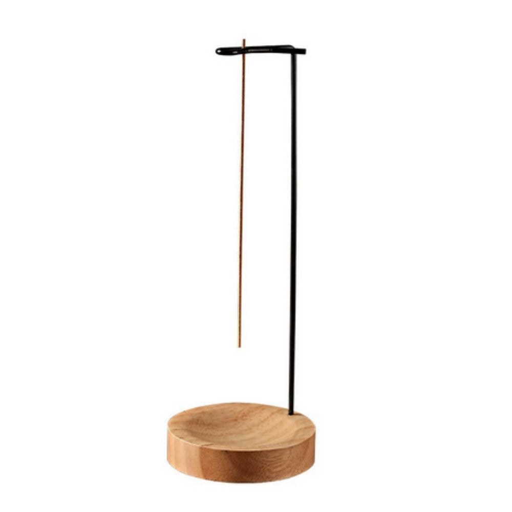 Brûle-encens en bois avec support métallique