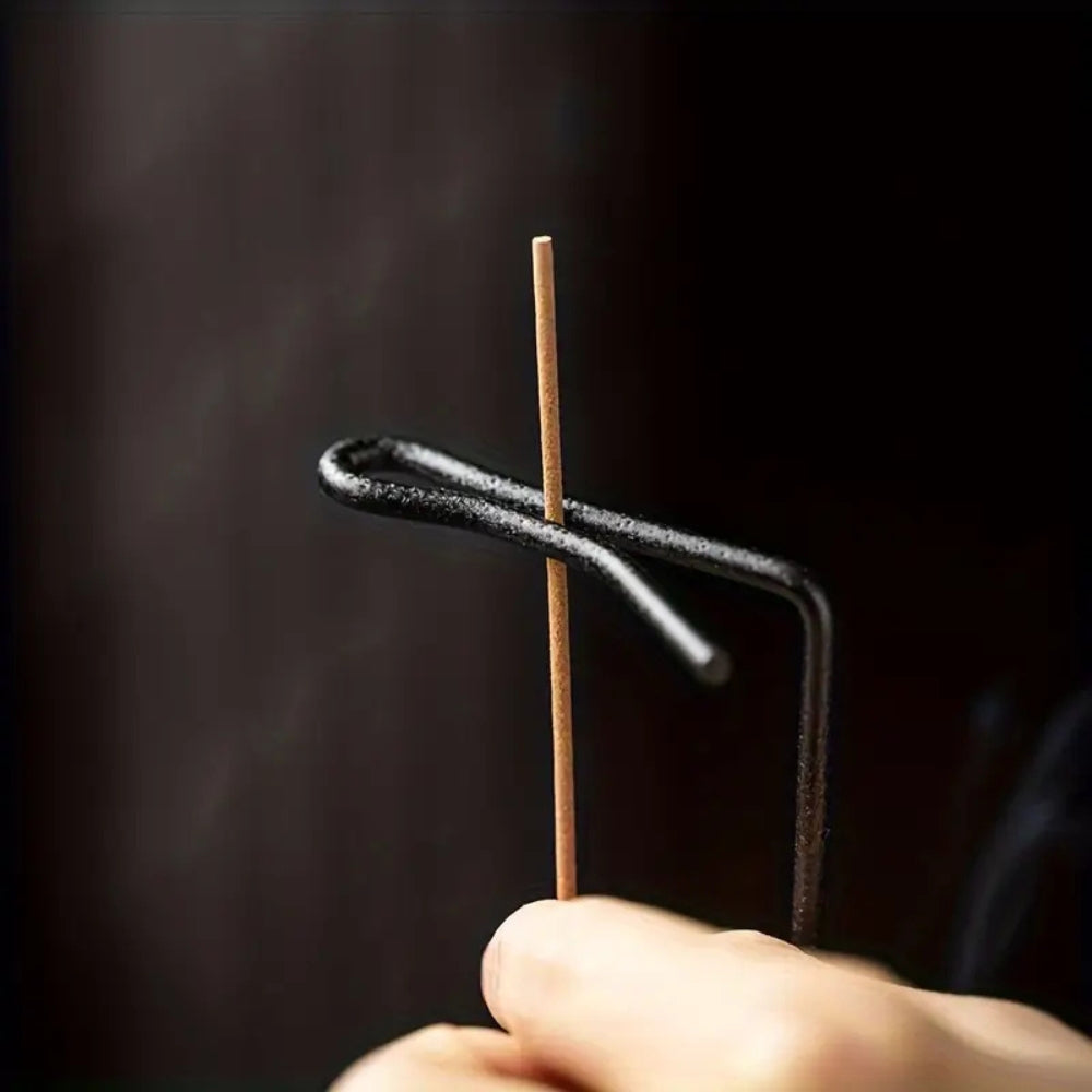 Brûle-encens en bois avec support métallique