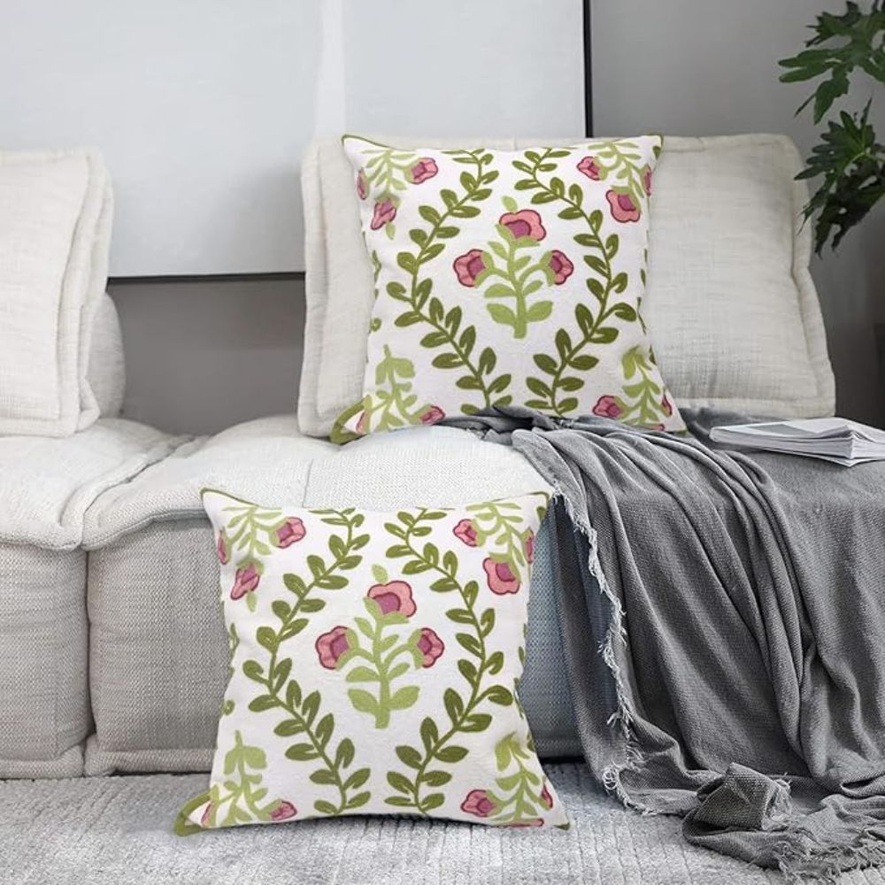Housse de coussin imprimé floral éthéré – Polychrome
