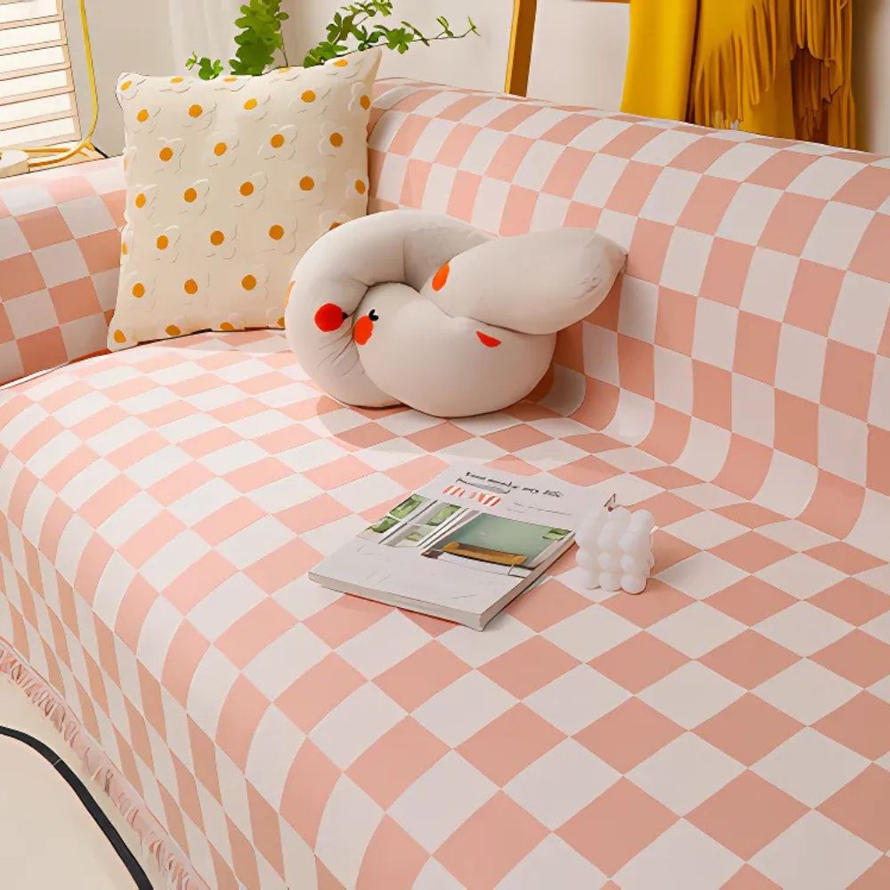 Housse de canapé damier anti-griffures