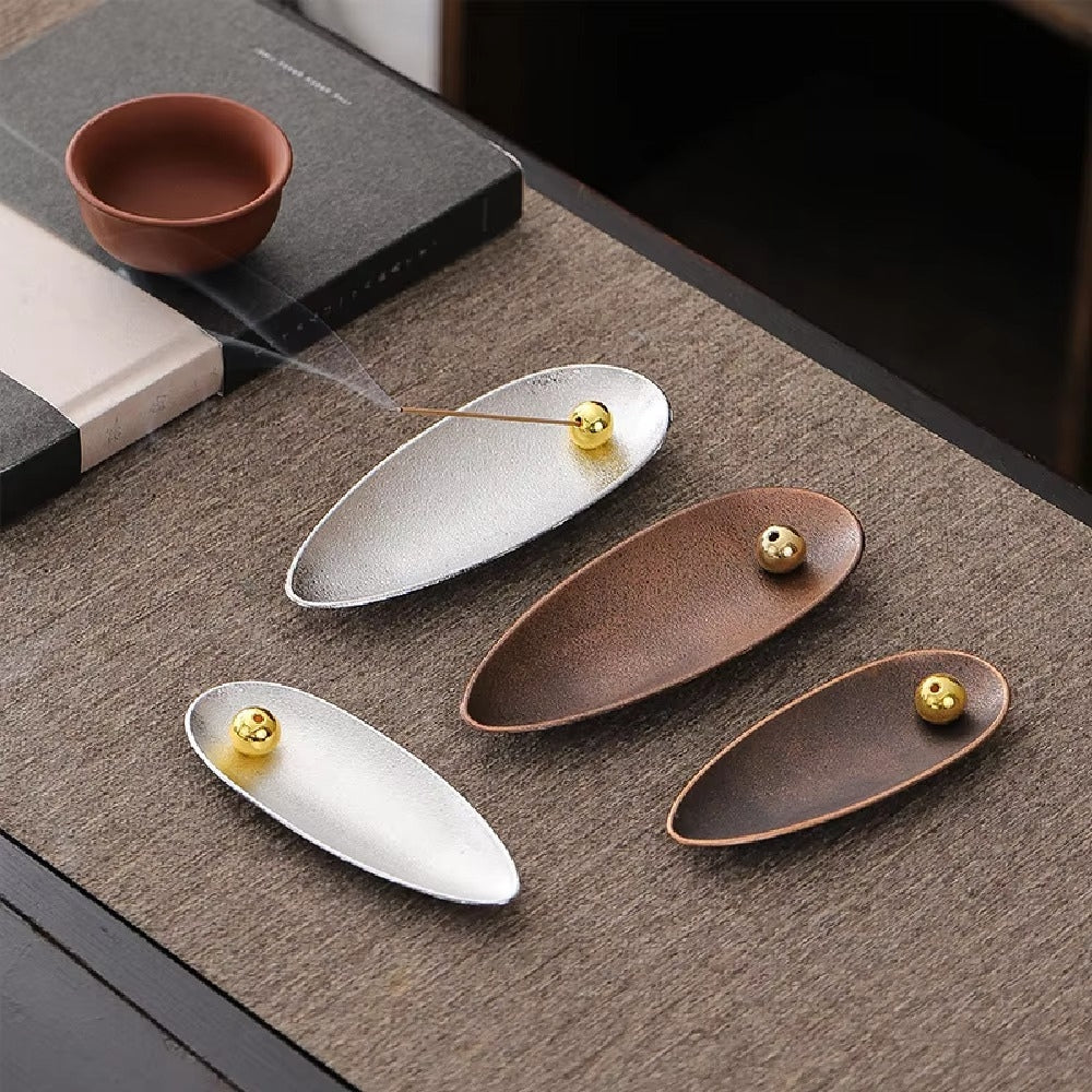 Porte-encens zen à perle mobile – Argenté Mist