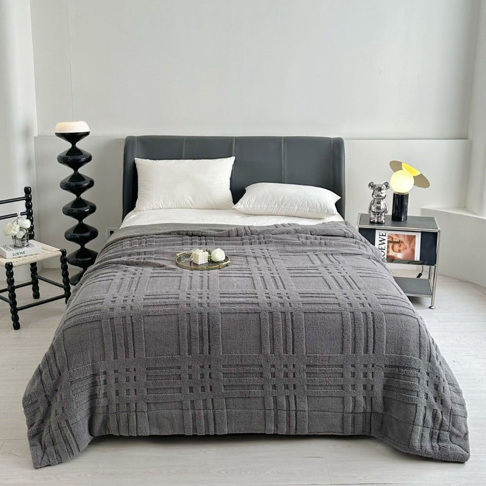 Plaid d'hiver à motif quadrillé en relief