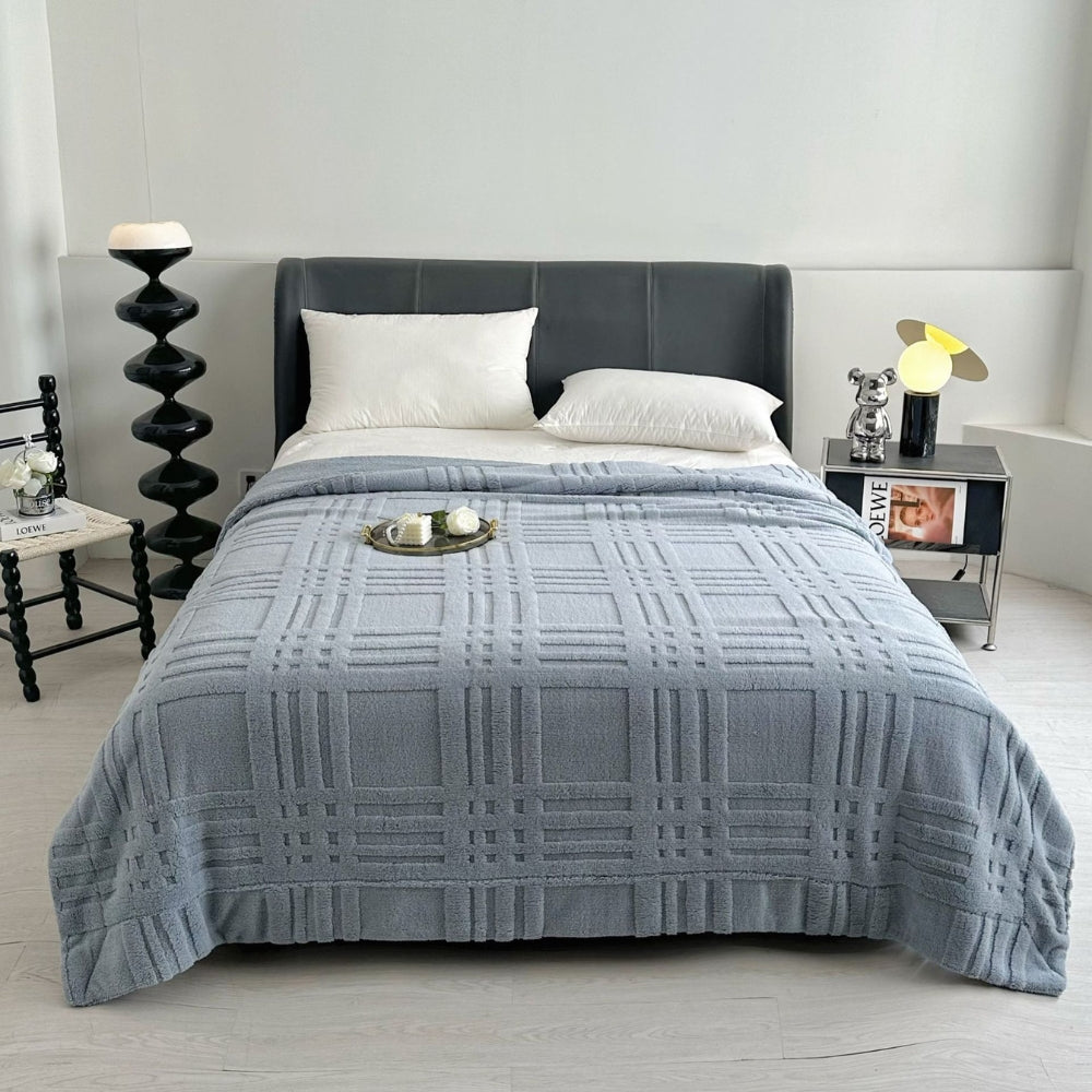 Plaid d'hiver à motif quadrillé en relief