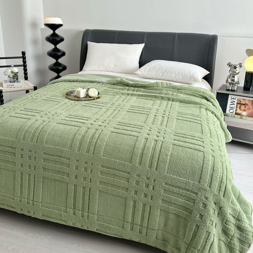 Plaid d'hiver à motif quadrillé en relief