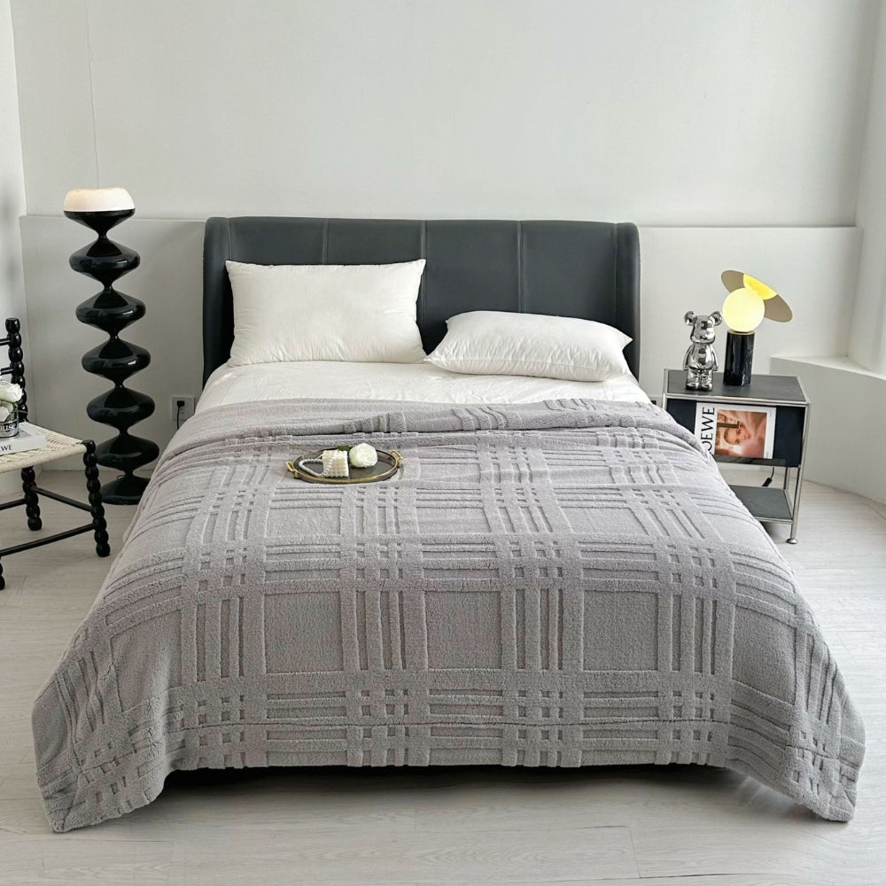 Plaid d'hiver à motif quadrillé en relief