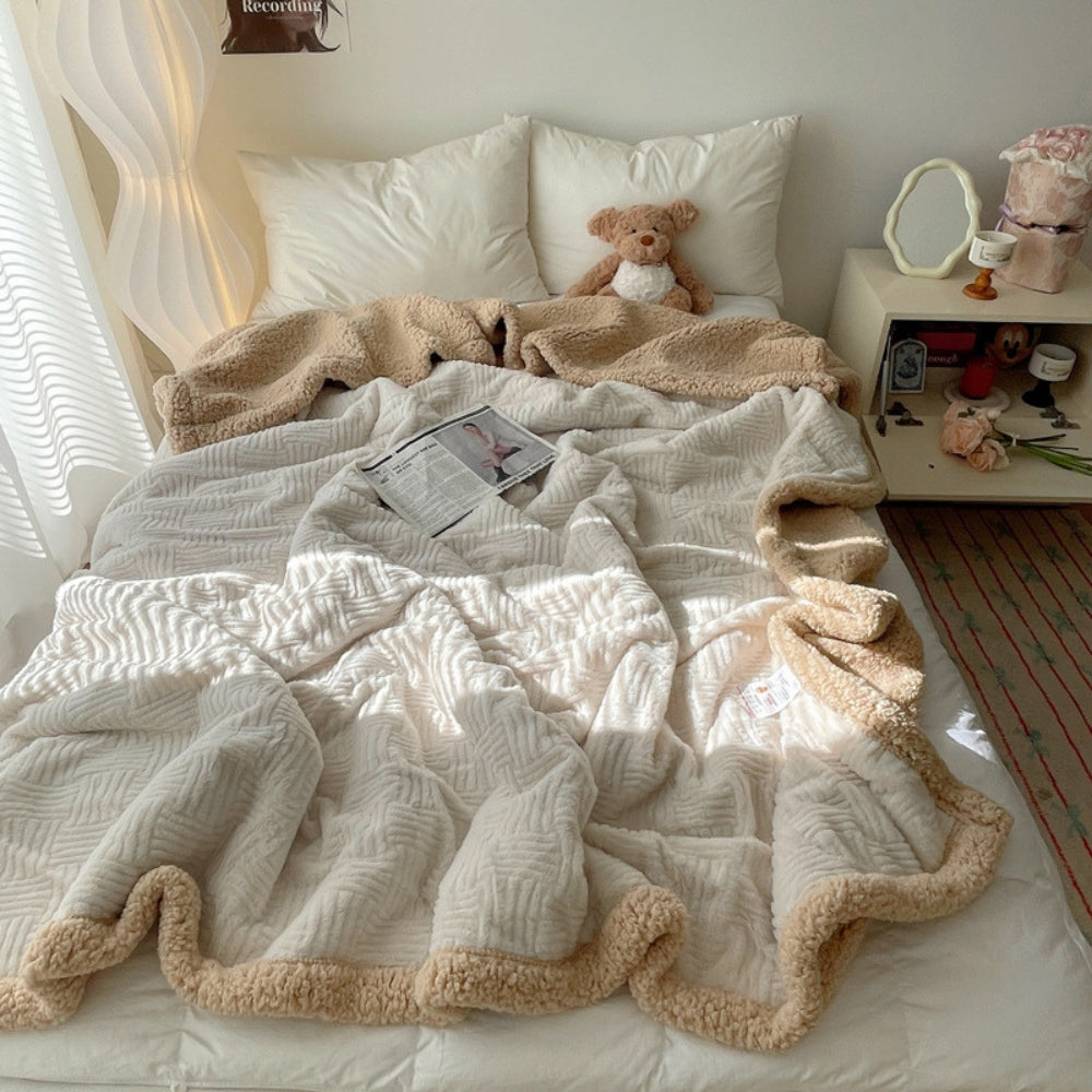 Plaid jacquard doux Seraphina fausse fourrure de lapin