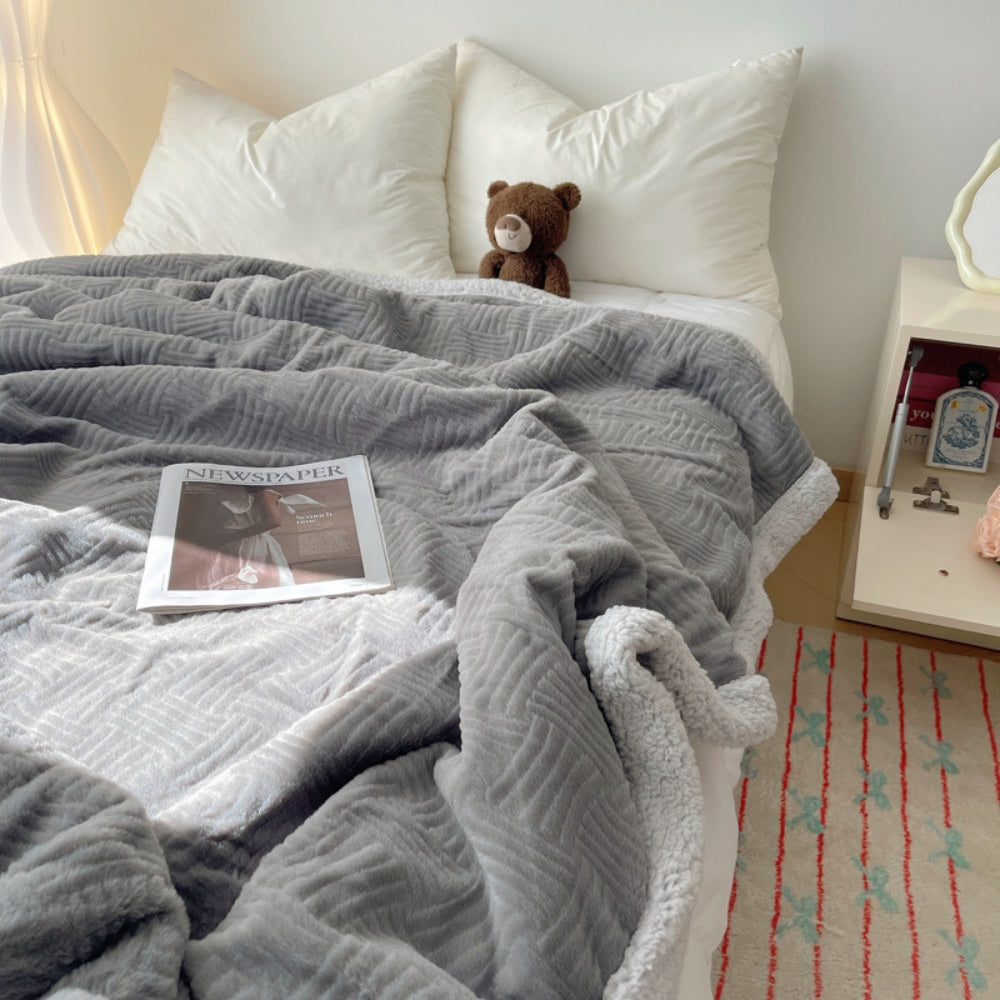 Plaid jacquard doux Seraphina fausse fourrure de lapin