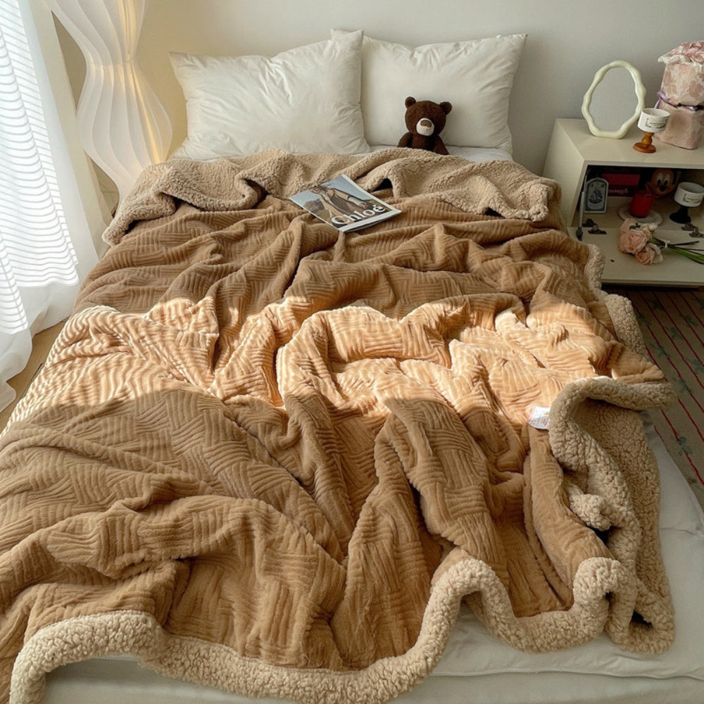 Plaid jacquard doux Seraphina fausse fourrure de lapin