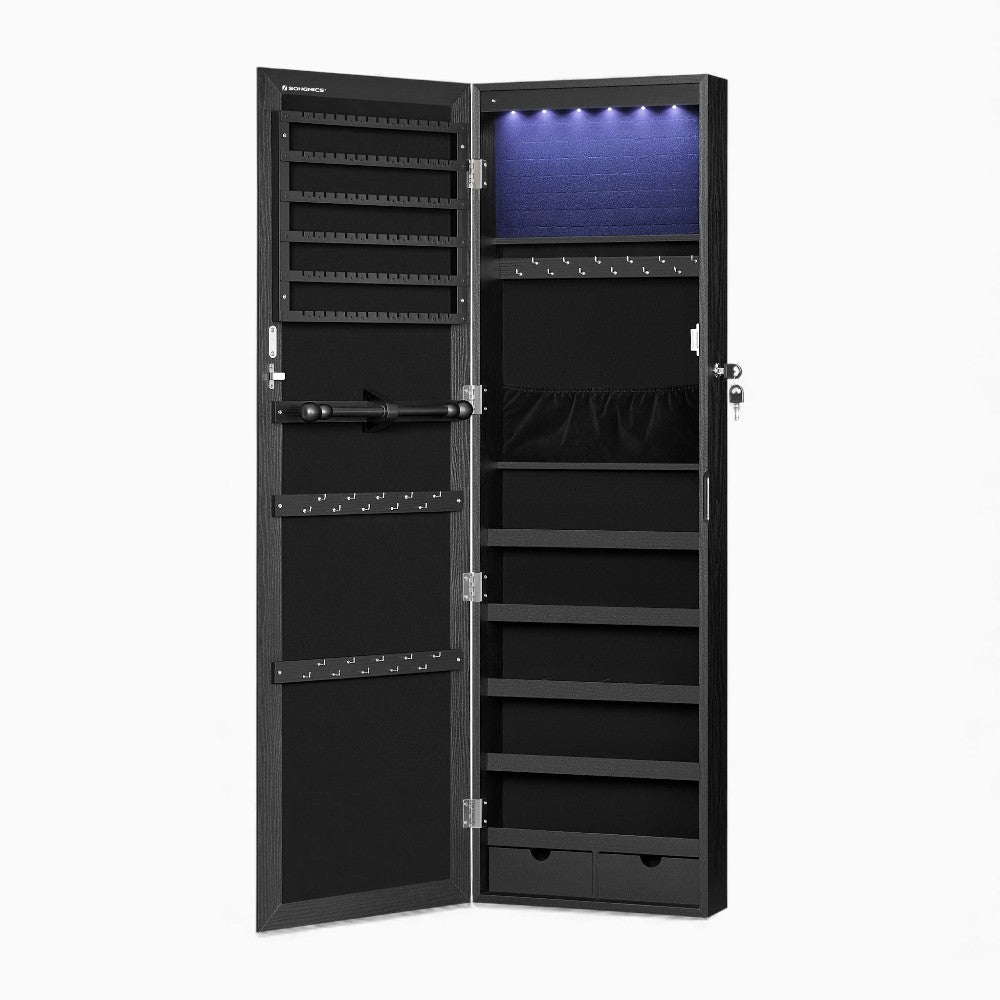 Armoire À Bijoux Murale Bois Noir Avec Miroir