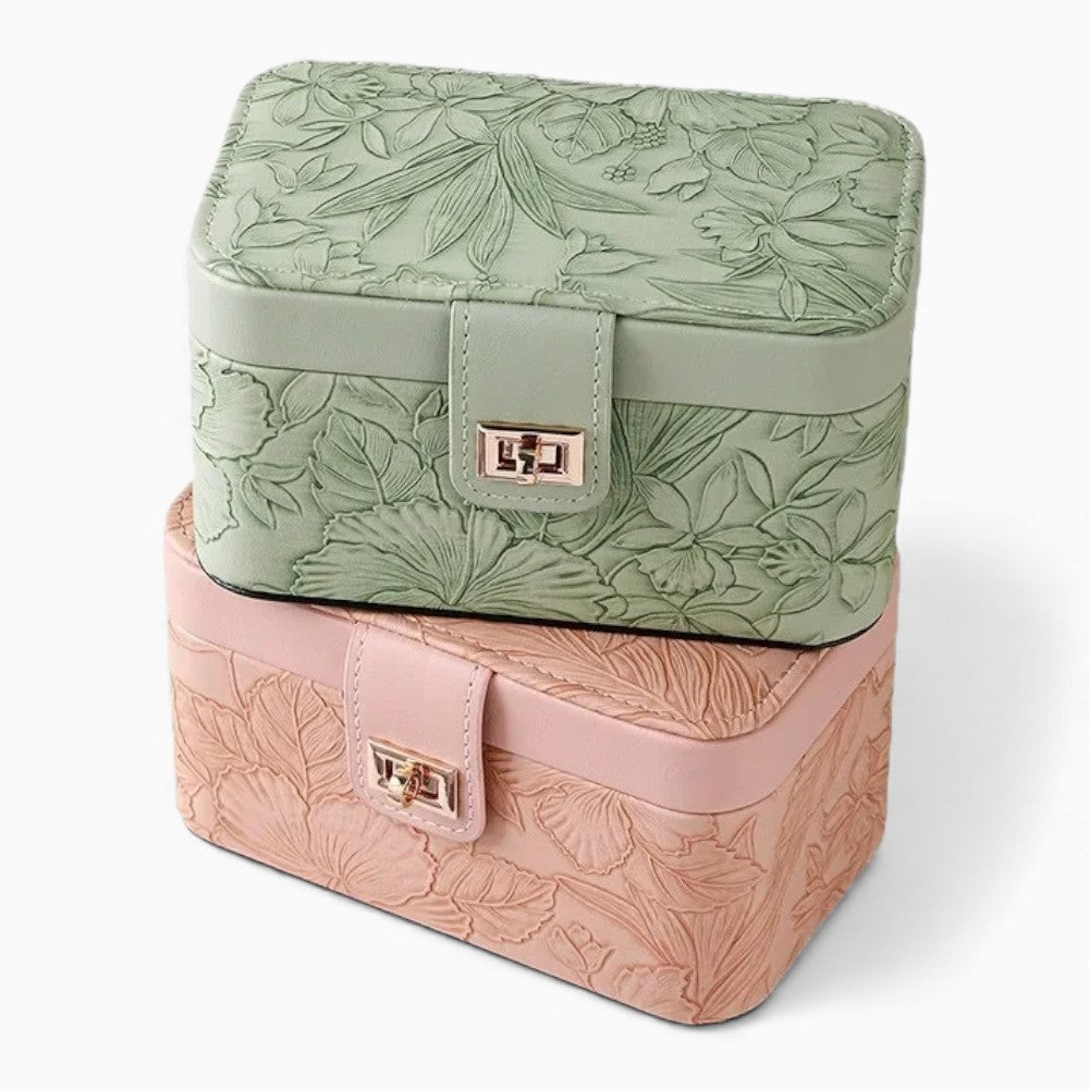 Boîte À Bijoux En Cuir Avec Motif Floral