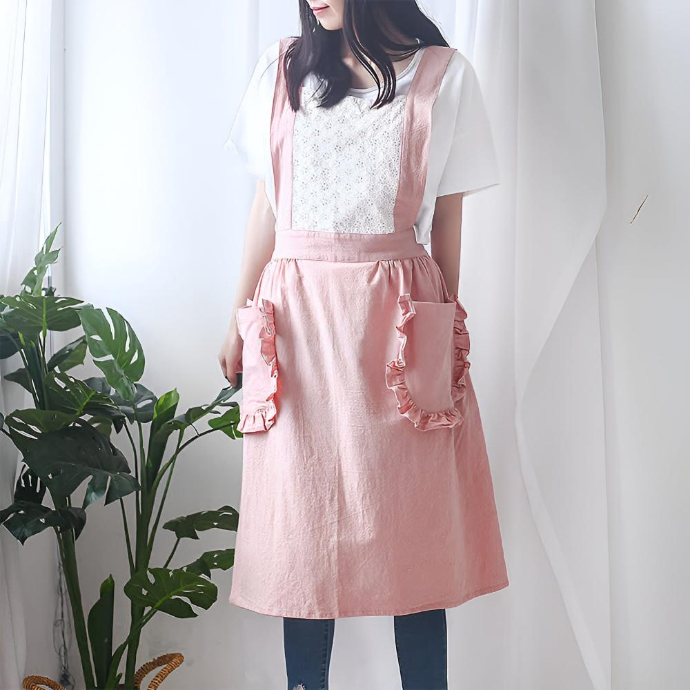 Tablier chic à poches volantées