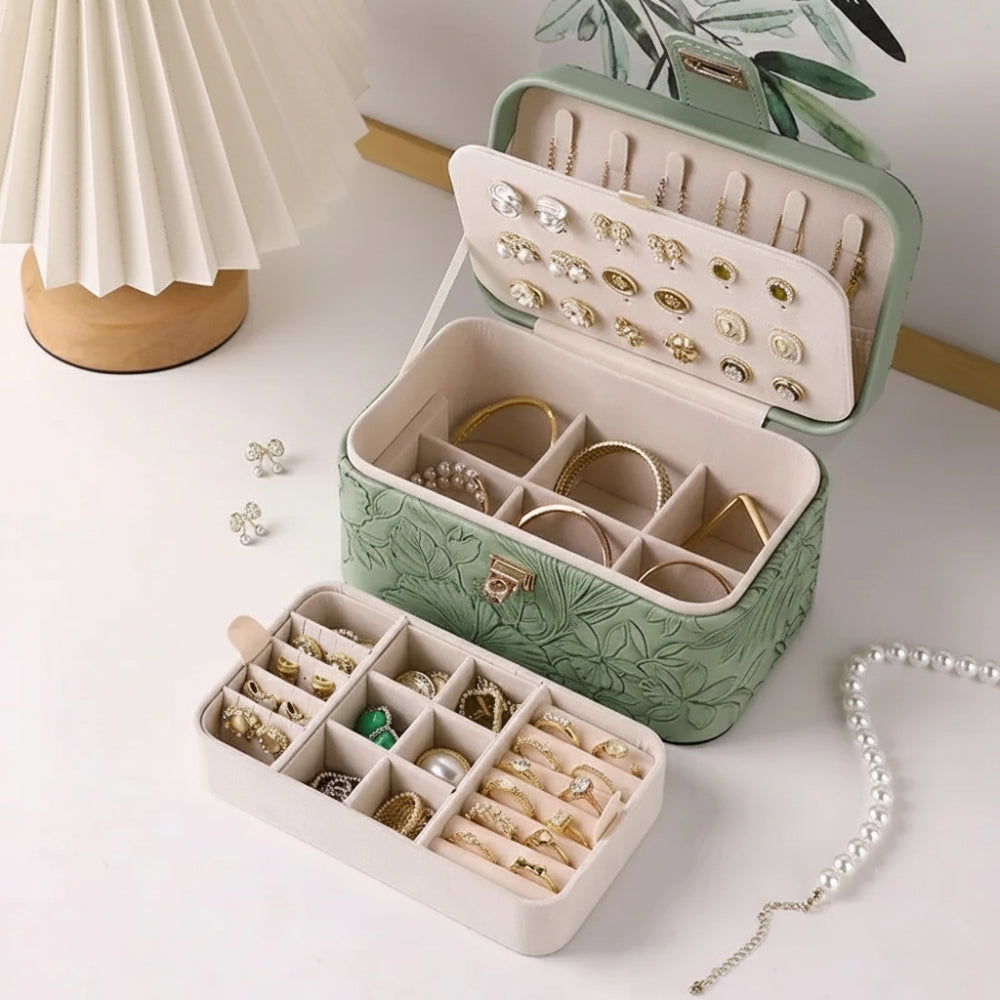 Boîte À Bijoux En Cuir Avec Motif Floral