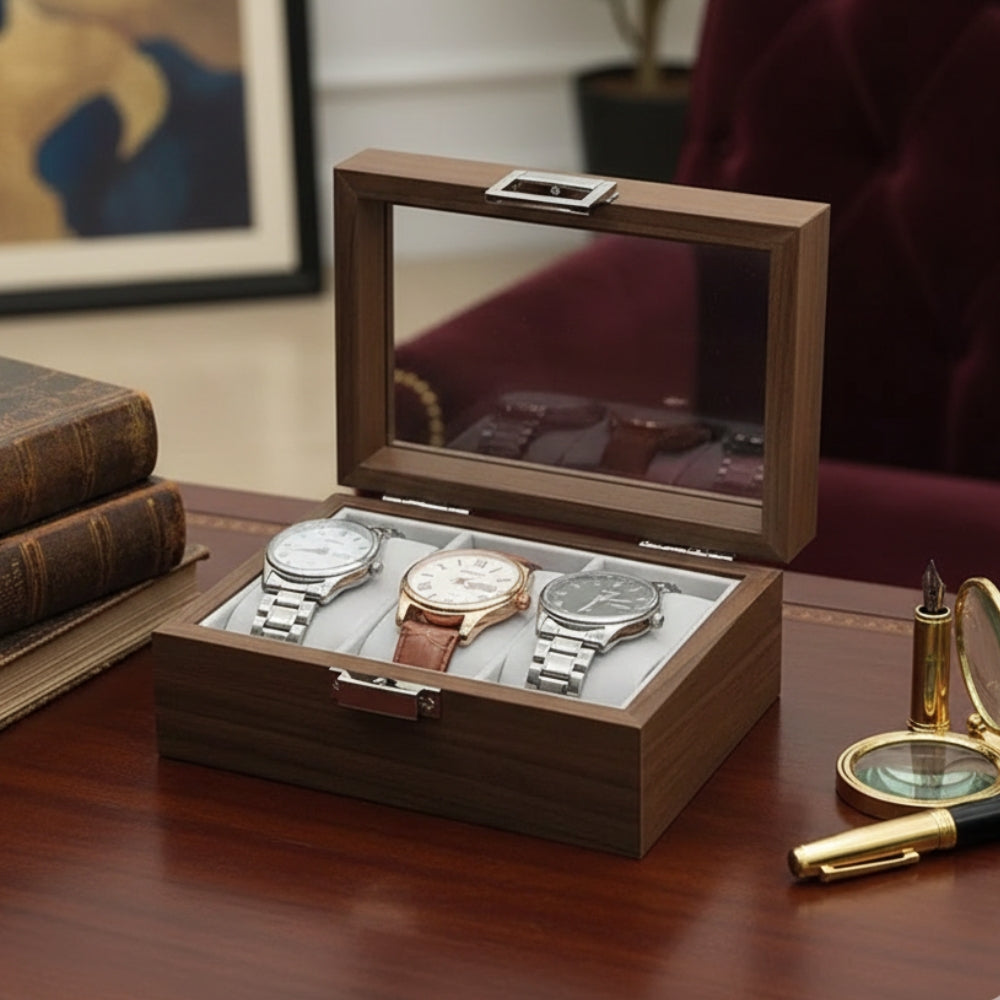 Boîte à Montres 3 Slots en Bois