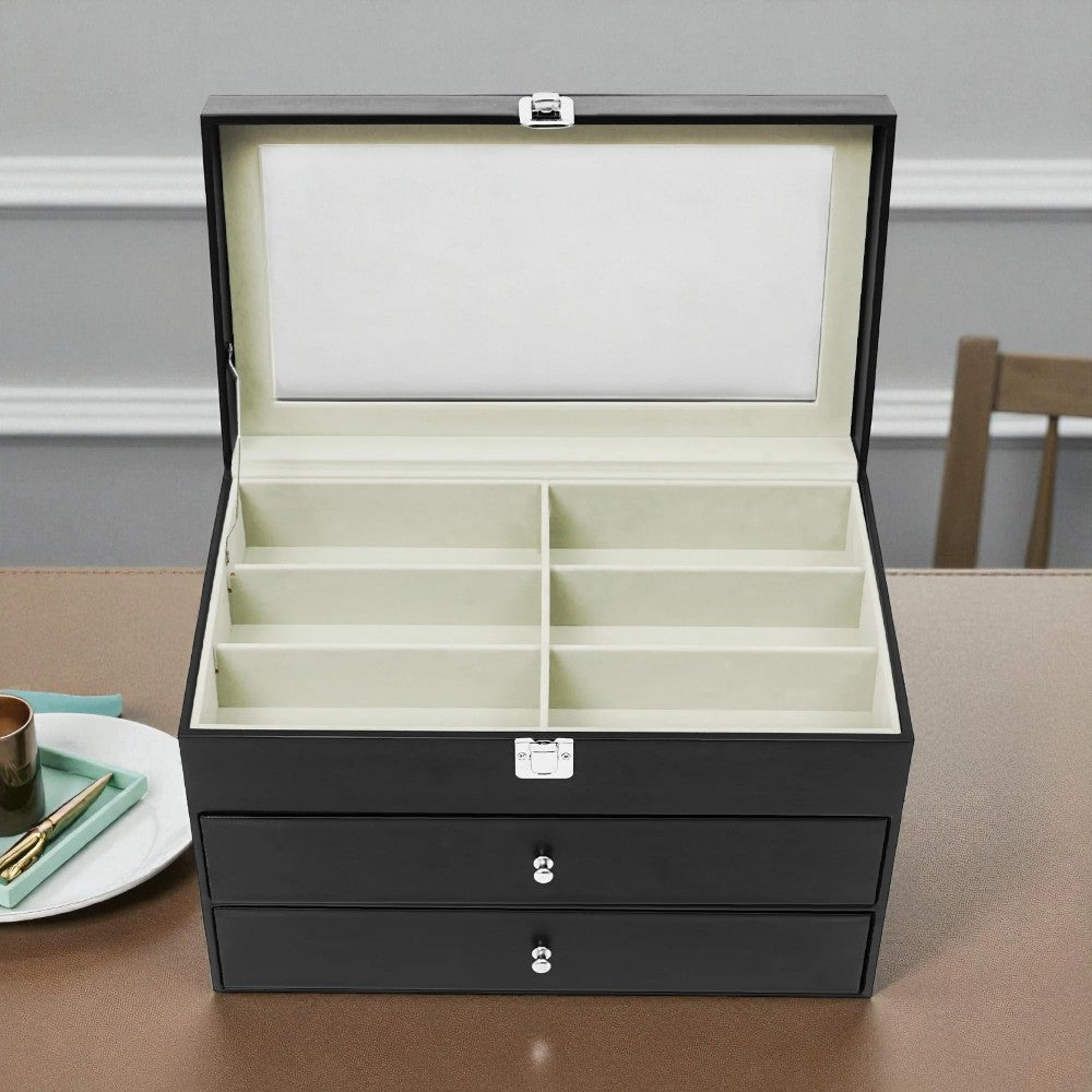 Coffret de Rangement Montres et Lunettes Avec Tiroir