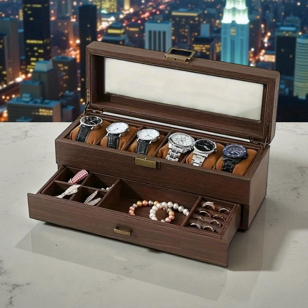 Coffret De Rangement Montres Et Bijoux En Bois