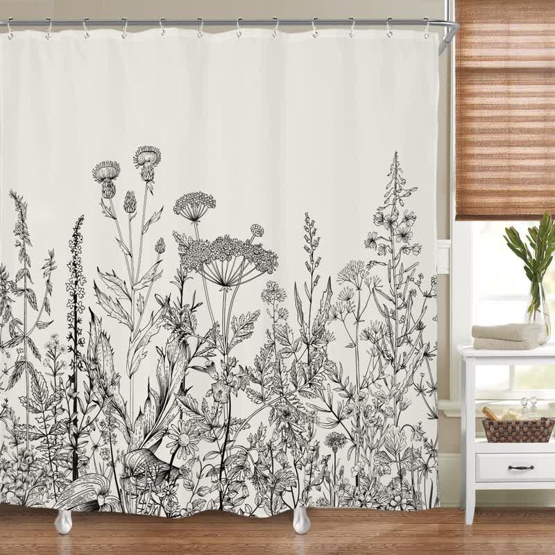 Rideau de douche imperméable motif végétal