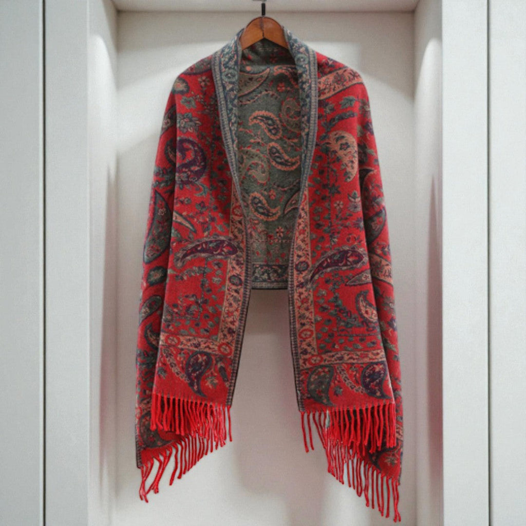 Poncho-châle d'hiver Paisley