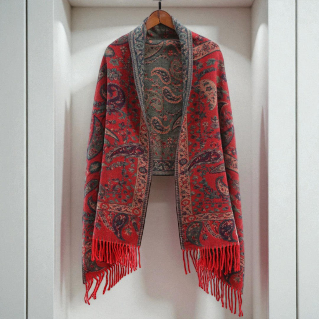 Poncho-châle d'hiver Paisley