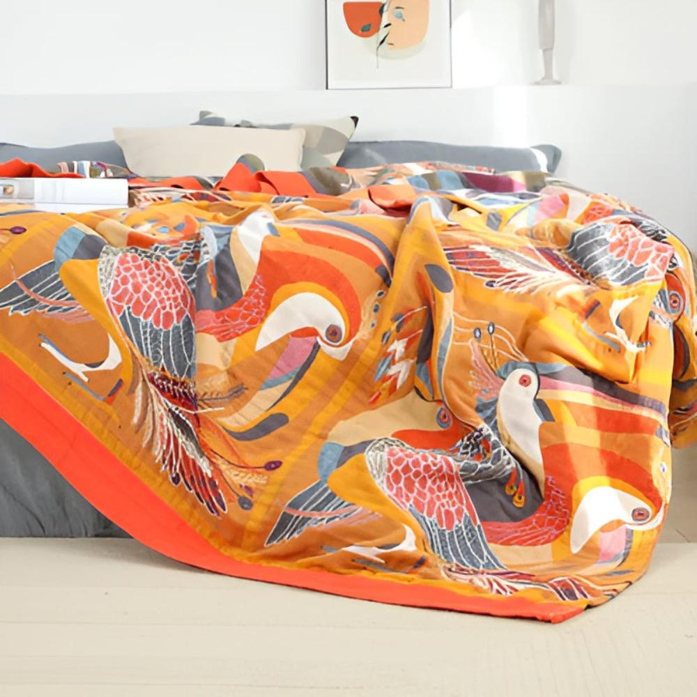Plaid en coton motif toucan – 59"x79"