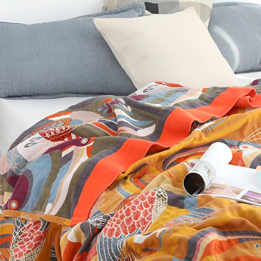 Plaid en coton motif toucan