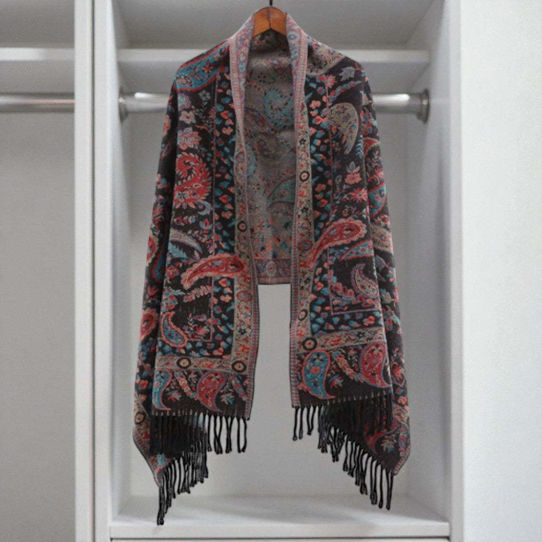 Poncho-châle d'hiver Paisley