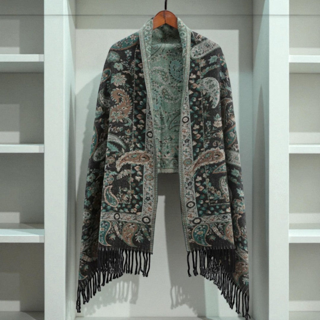 Poncho-châle d'hiver Paisley