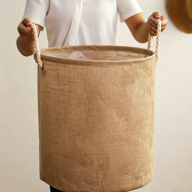 Panier à linge pliable imperméable en coton et lin – 14"x16"