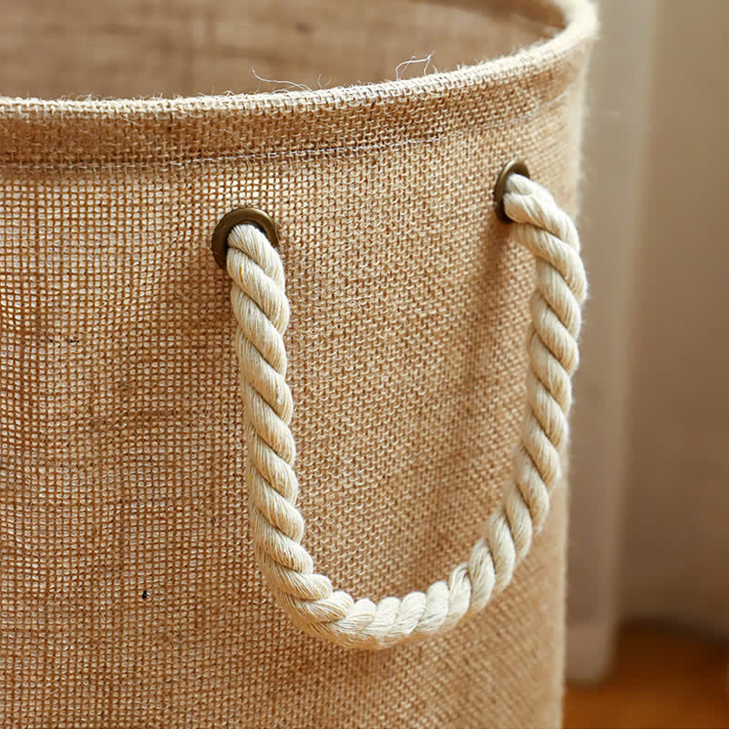 Panier à linge pliable imperméable en coton et lin