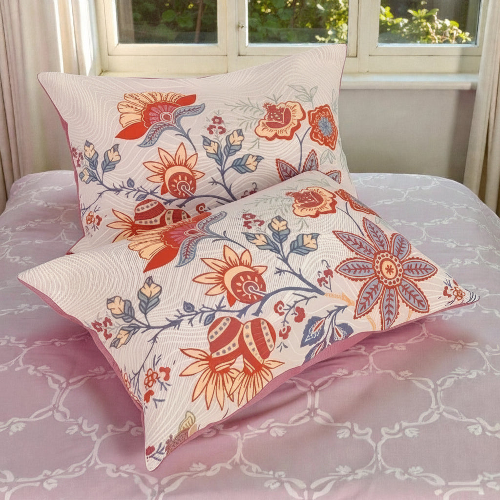 Taies d'oreiller boho rustiques fleuries | Lot de 2