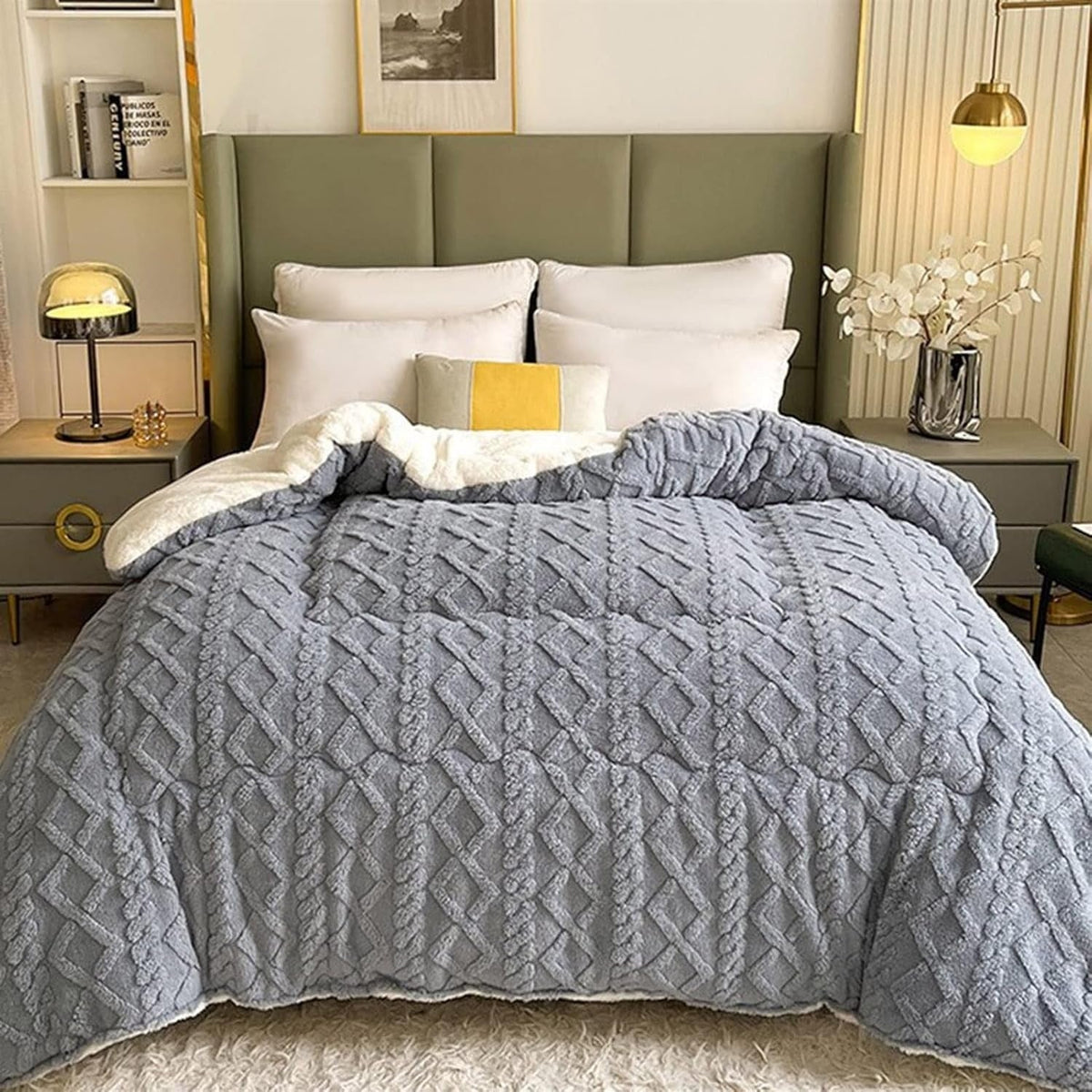 Plaid sherpa épais et douillet