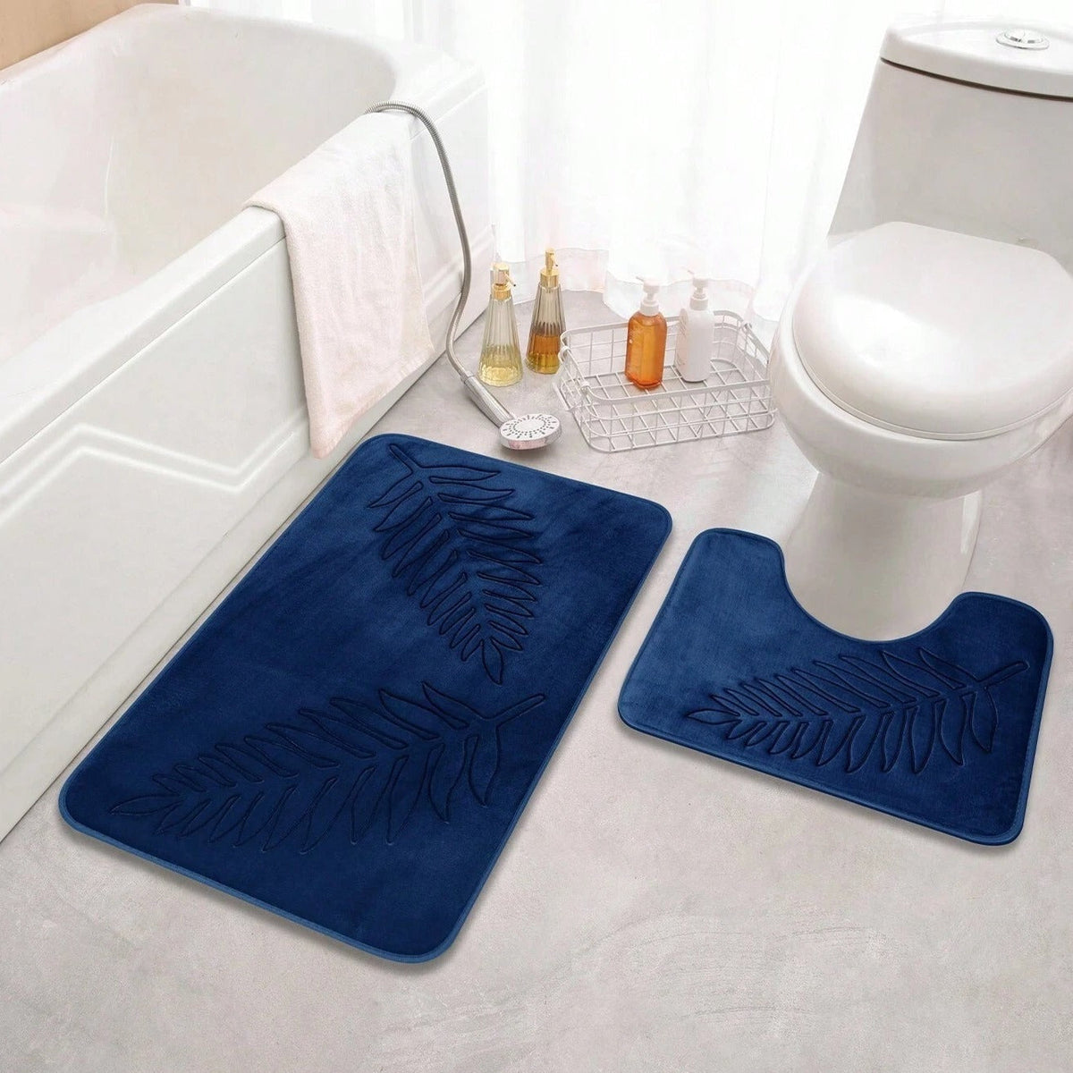 Lot de 2 tapis de bain feuillage