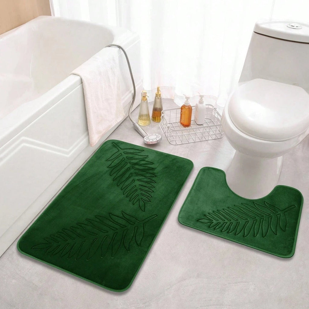 Lot de 2 tapis de bain feuillage