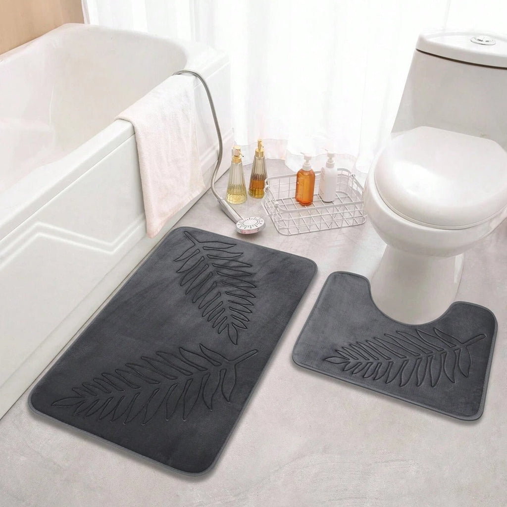 Lot de 2 tapis de bain feuillage