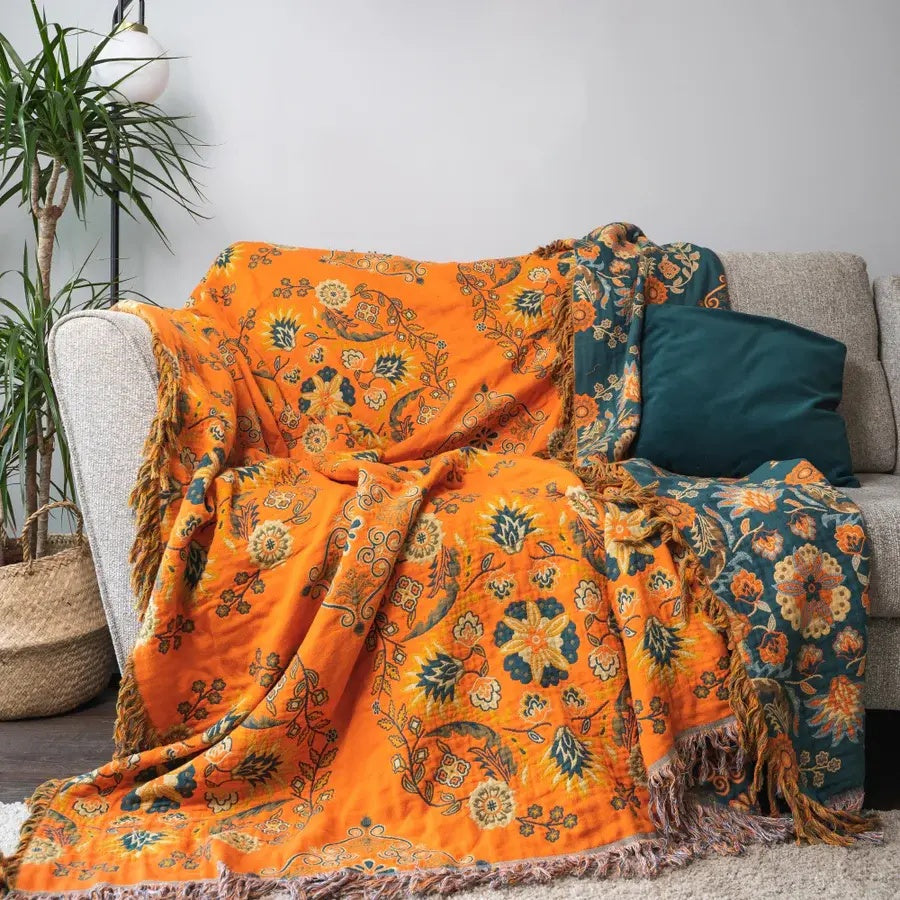 Plaid réversible en coton Marigold