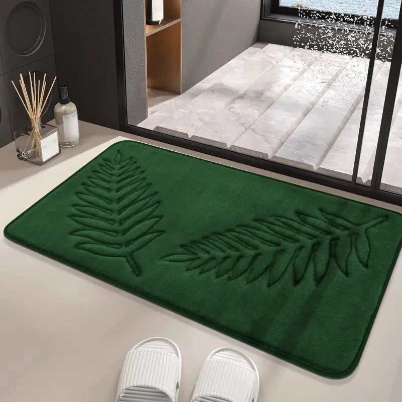 Lot de 2 tapis de bain feuillage – Vert forêt