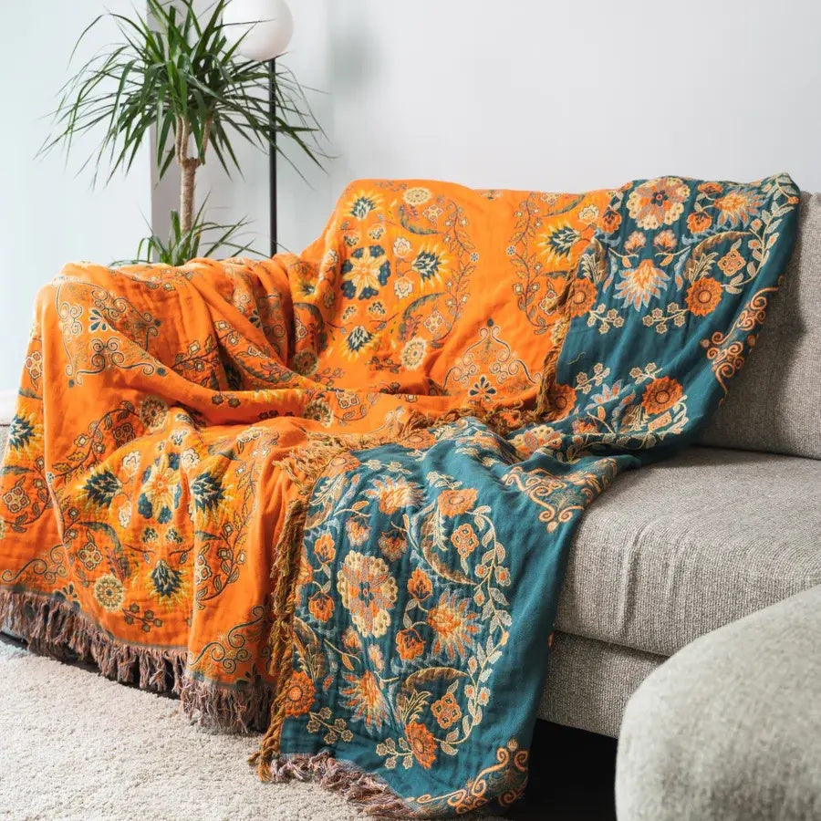Plaid réversible en coton Marigold