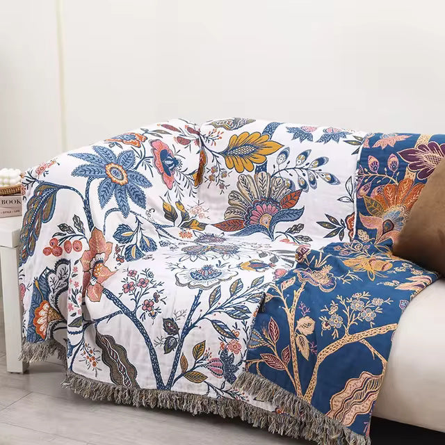 Plaid rustique à fleurs | 100 % coton