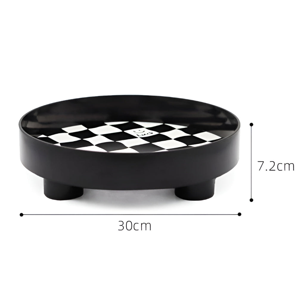 Plateau de rangement rond damier