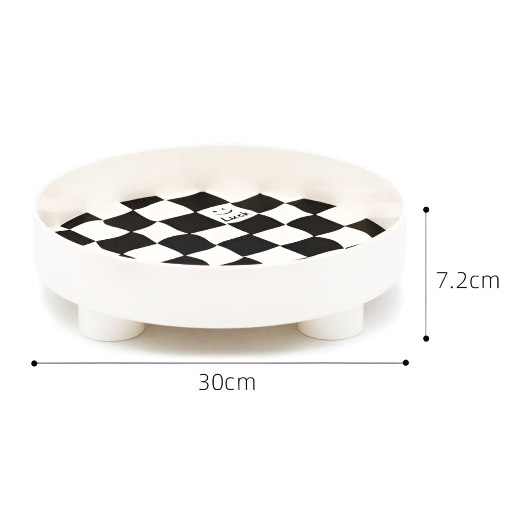 Plateau de rangement rond damier