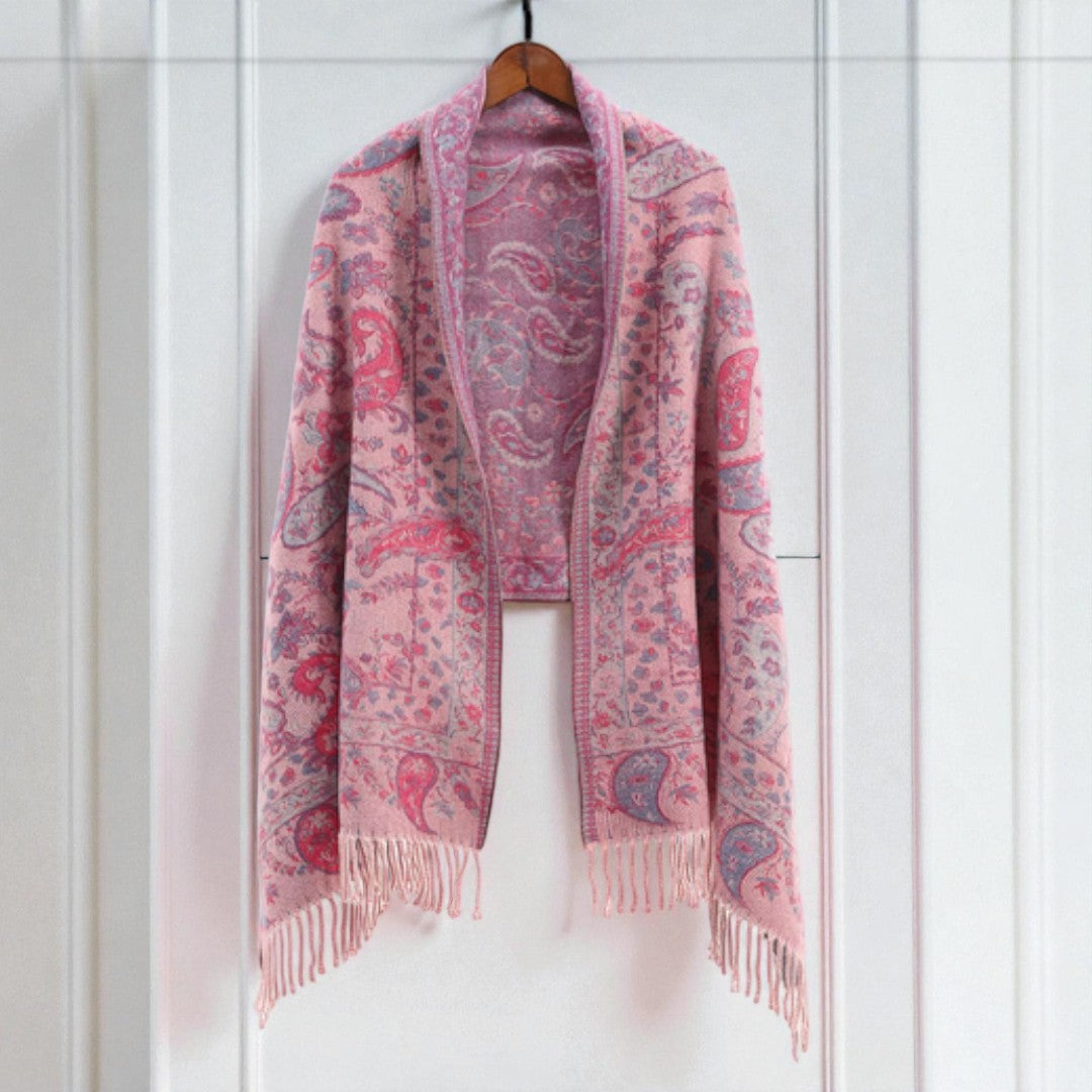 Poncho-châle d'hiver Paisley